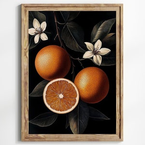 Moody Fruit Art Print, Oranges Still Life Printable Wall Art, Dark Cottagecore Academia, Farmhouse Kitchen Rustic Decor, Digital Download