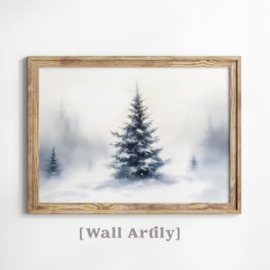 Winter Landscape, Christmas Tree Art, Christmas Wall Art, Printable Wall Art, Winter Art, Snowy Tree Art, Digital Download, Xmas Print