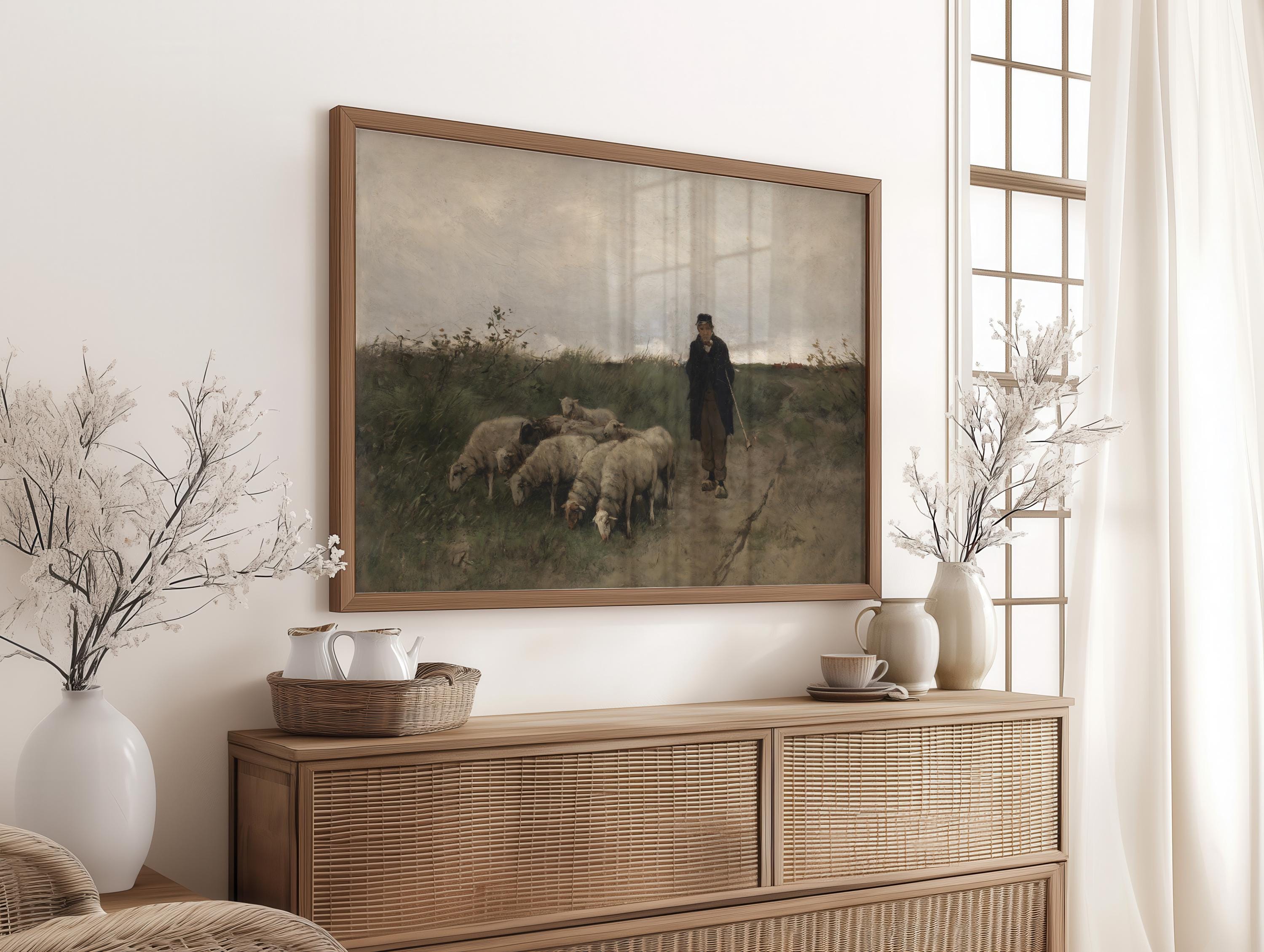 Vintage Sheep Painting Printable Wall Art, Farm Animal Print, Muted ...