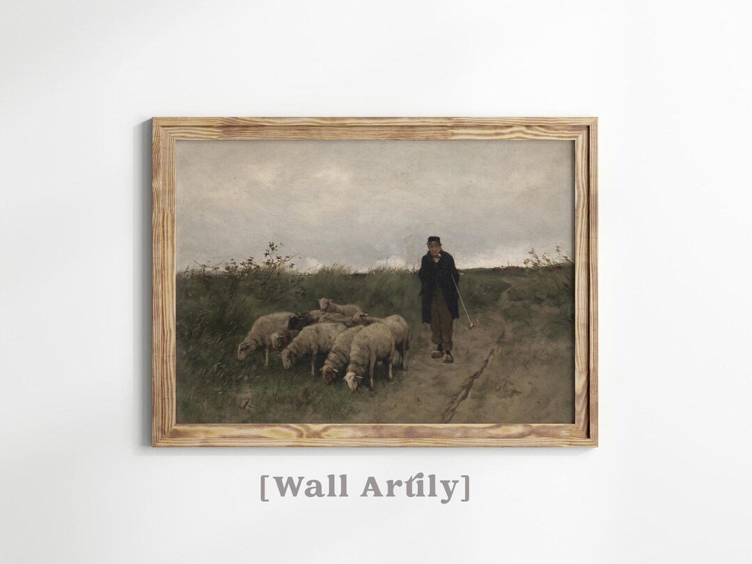 Vintage Sheep Painting Printable Wall Art, Farm Animal Print, Muted ...