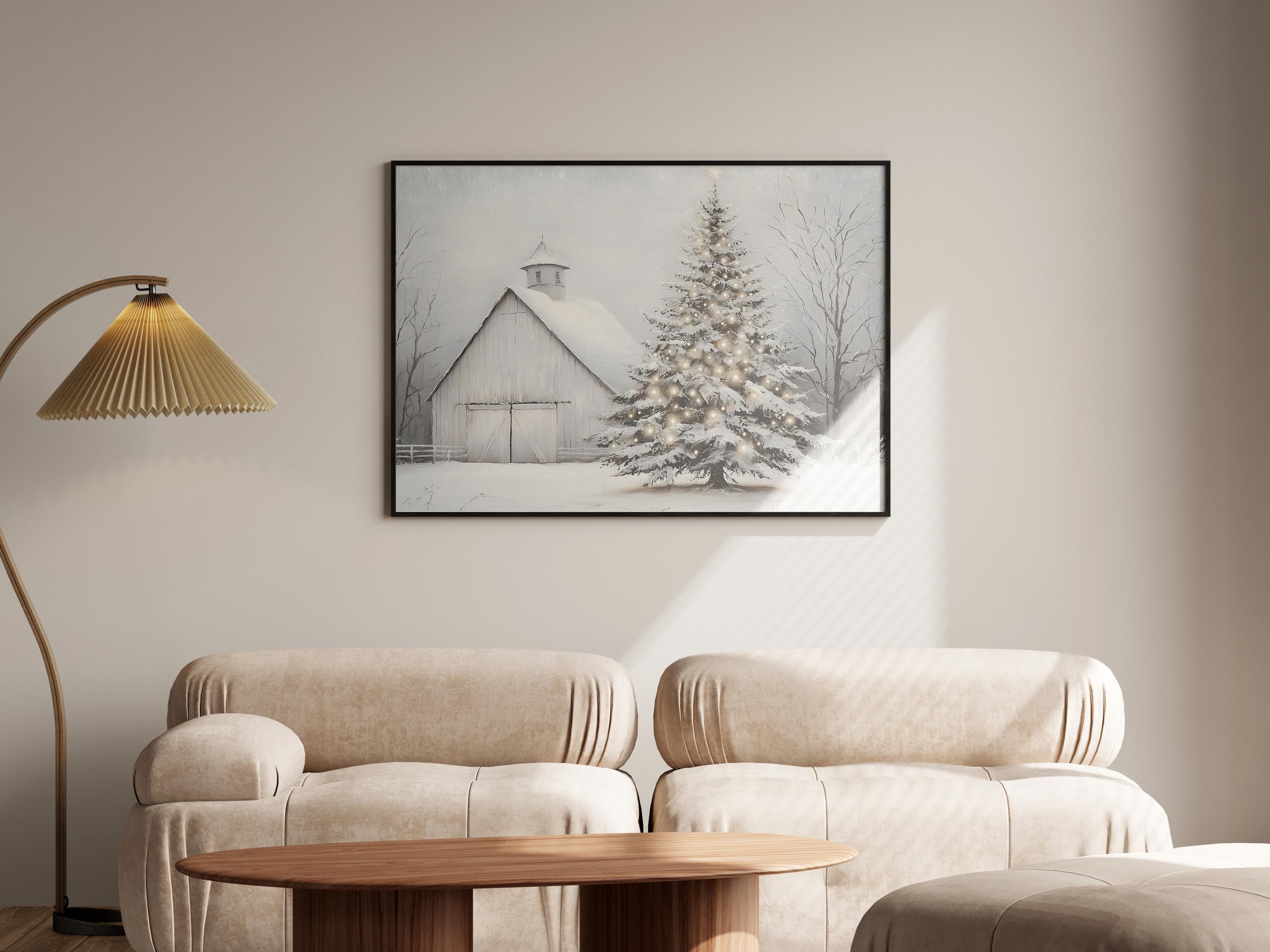 Cozy Winter Cabin Printable Wall Art Snowy Christmas Tree Winter
