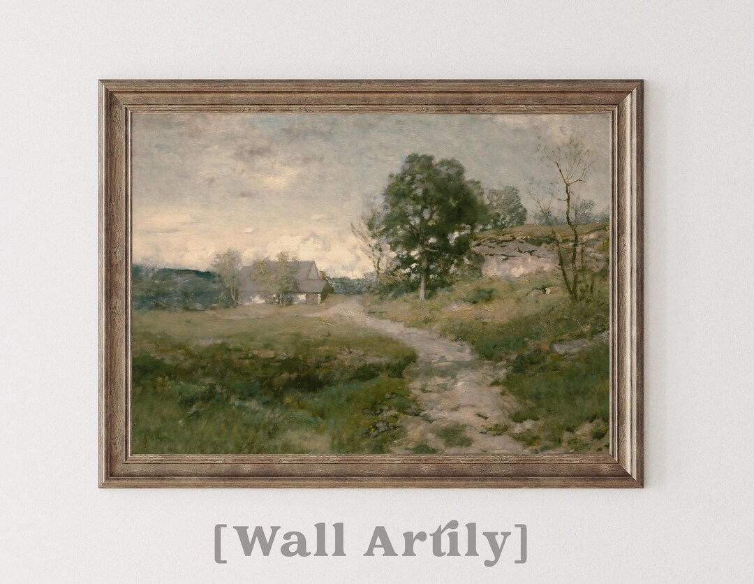 Moody Landscape Art Print, Vintage Countryside Oil Painting, Antique ...