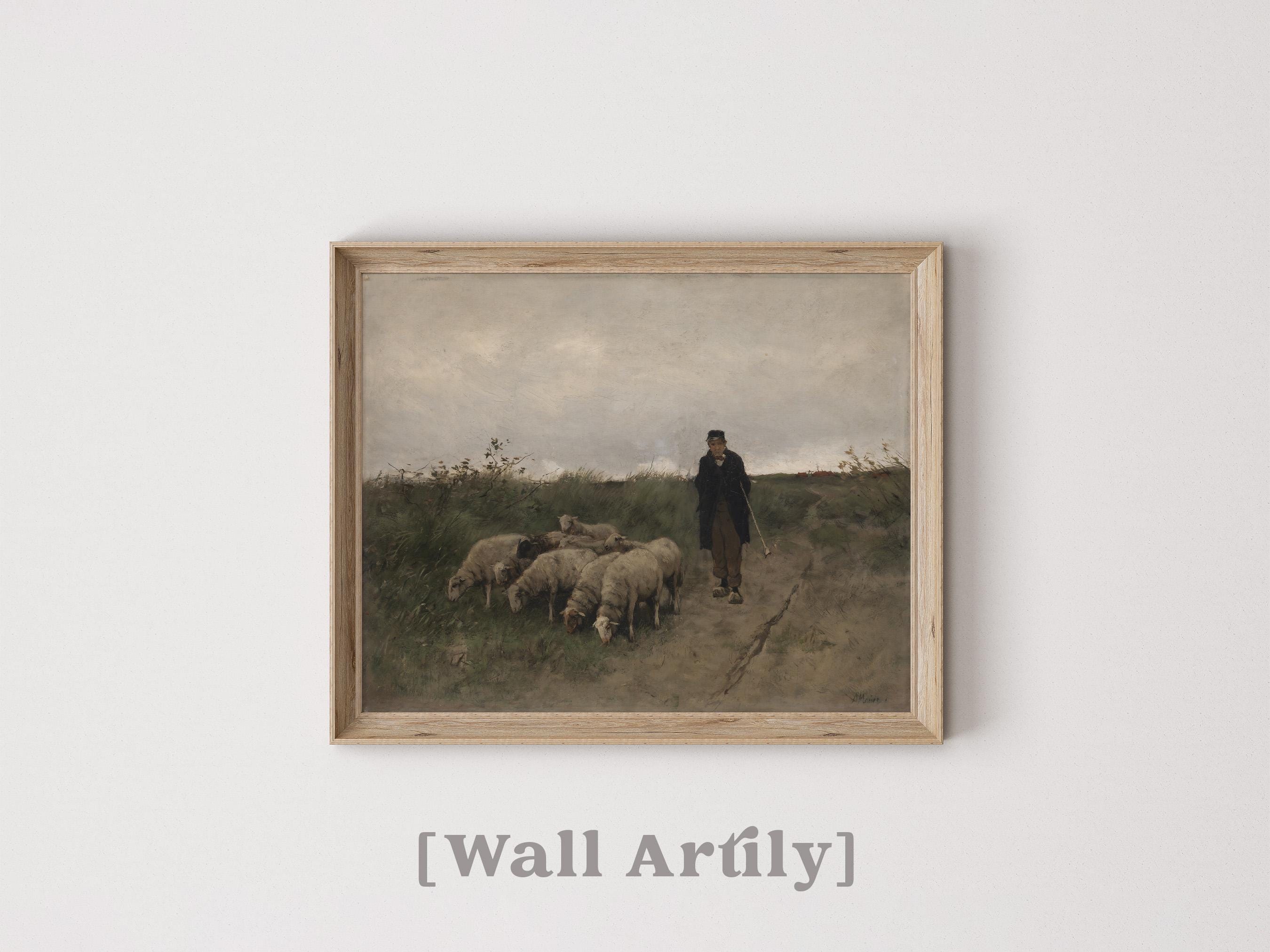 Vintage Sheep Painting Printable Wall Art, Farm Animal Print, Muted ...