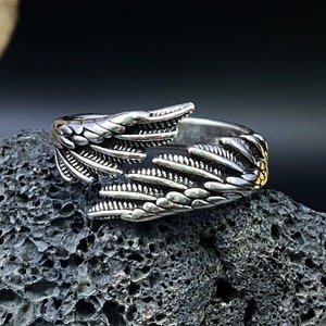 Angel Wings Feather Open Rings Silver Wings Ring Voor Vrouwen Vintage Verstelbare Feather Band Art Decor