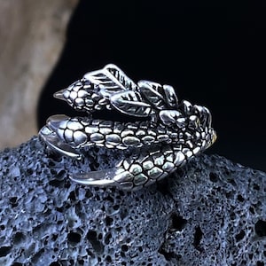 Vintage Silber Drachenklauen Ring: Verstellbarer Gothic Punk Schmuck