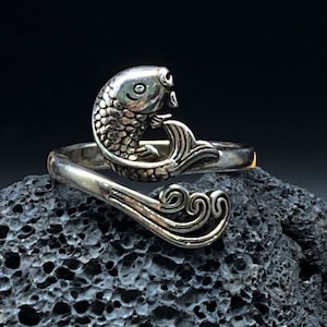Vintage Carp Fish Ring Trendy Lady Different Occasion Accessories Gifts for her Anniversary Lucky Jewelry