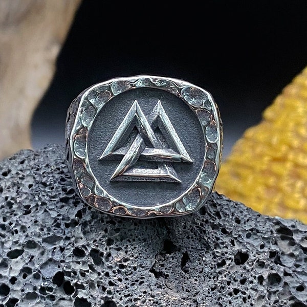 Vintage Adjustable Valknut Viking Ring stainless steel Punk Band Jewelry Hiphop Art Decor Cocktail Party Gifts