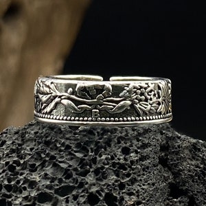 Edelweiss Silver Ring Star Helveta Adjustable Opening Ring Unisex Party Plant Jewelry Gift