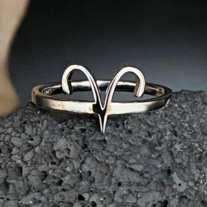 Sterling Silver Aries Zodiac Ring - Unisex Birthday Gift