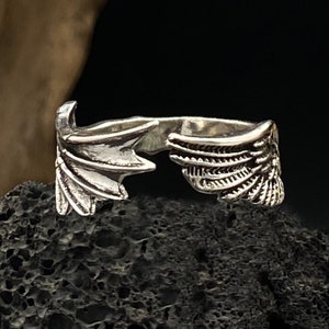 Angel And Devil Wing Ring Gothic Halloween Party Skull Claw Open Ring Unisex Guardian Art Decor Jewelry