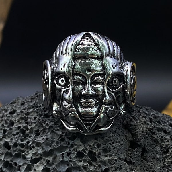 God and Devil Good and Evil A Thought Ring Break The Devil and Out of The Men's Ring Simple Niche Metal Vintage Ring