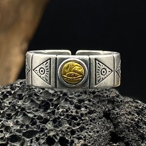 Horus Eye Ring Vintage Silver Eye Ring Unisex Opening Party Jewelry Father&#39;s Day Gift