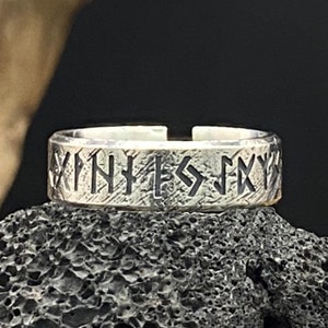 925 Sterling Silber Wikinger Runen Buchstabe Ring Vintage Personalisierte Öffnung Unisex Geburtstagsgeschenk Kunst Schmuck