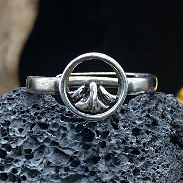 Vintage Round Hollow Mountain Ring Silver Peak Adjustable Rings For Men And Women Jewelry Couple Gifts