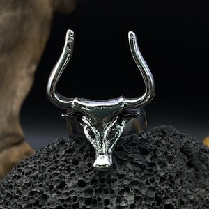 Anillo de plata vintage con cabeza de toro matador para hombre, estilo hip hop, ajustable, estilo motociclista, envío directo, regalo.