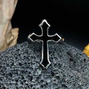 Vintage Black Cross Open Ring Women&#39;s Party Jewelry Men&#39;s Fashion Brother Featured Ring Gift