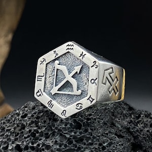 Sterling Silver Sagittarius Ring: Unisex Zodiac Astrology Band