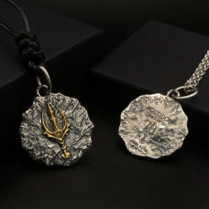 Sterling Silver Poseidon Trident Necklace: Gothic Biker Pendant