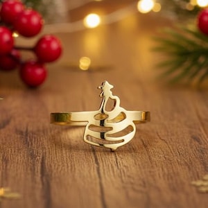 Minimalist Christmas Tree Ring: Adjustable Band Unisex Thanksgiving Xmas Jewelry