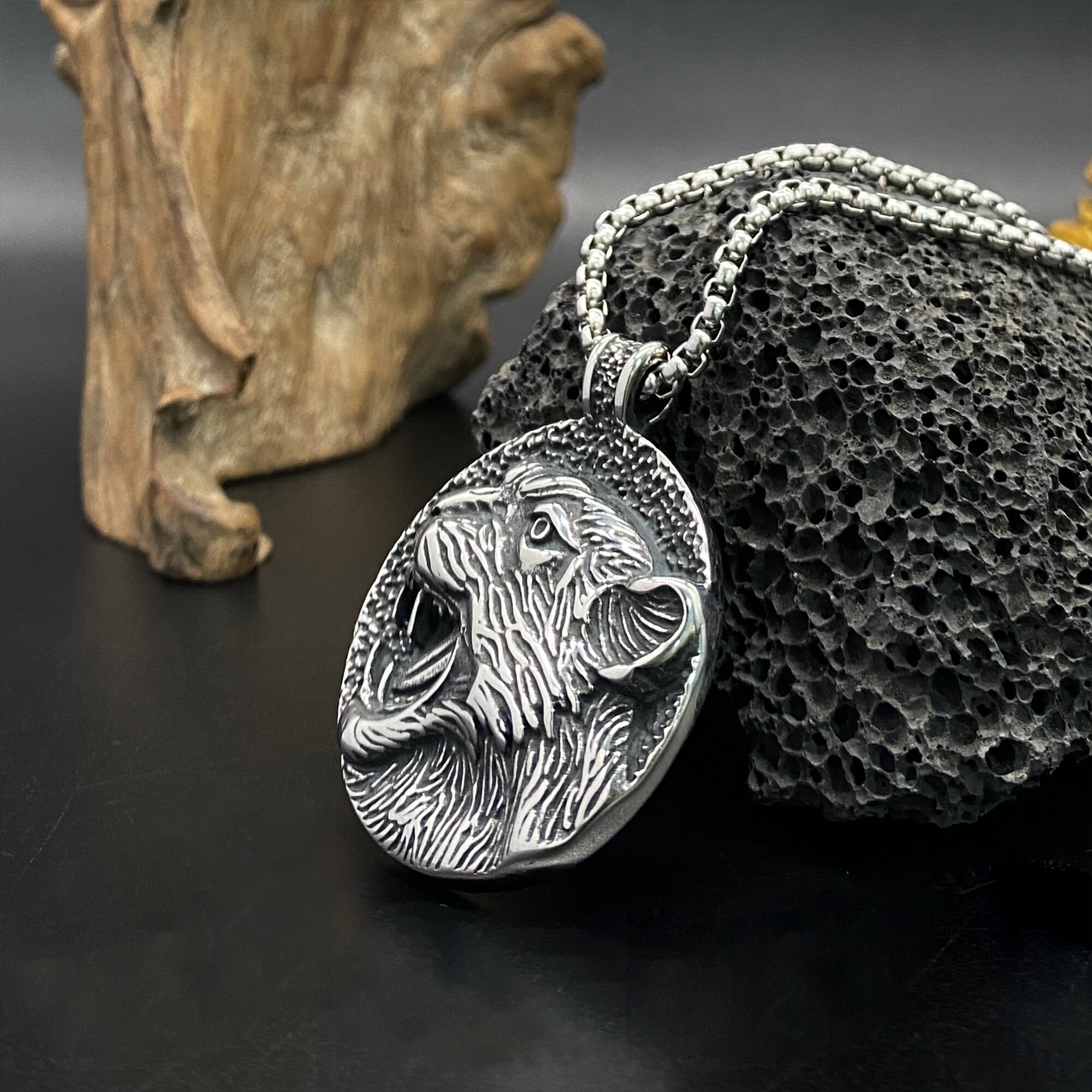 Collana con ciondolo a forma di tigre gotica da uomo, in acciaio inossidabile, stile punk vintage, con tigre, hip hop, tigre, totem, con ciondolo a forma di tigre nordico per ragazzi, NO