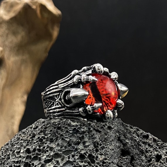Anillo Punk Vintage Con Forma De Garra De Dragón Con Forma D