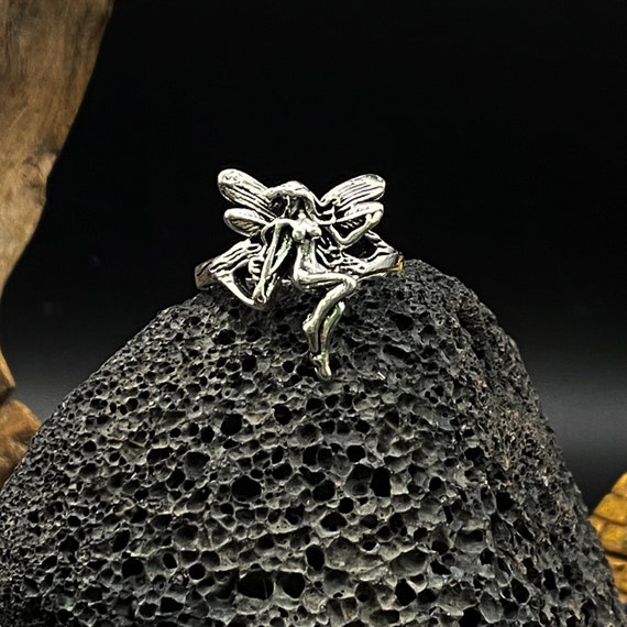 Bague Ailes D'ange Plaqué Argent Vintage pour Femmes Gothique Punk