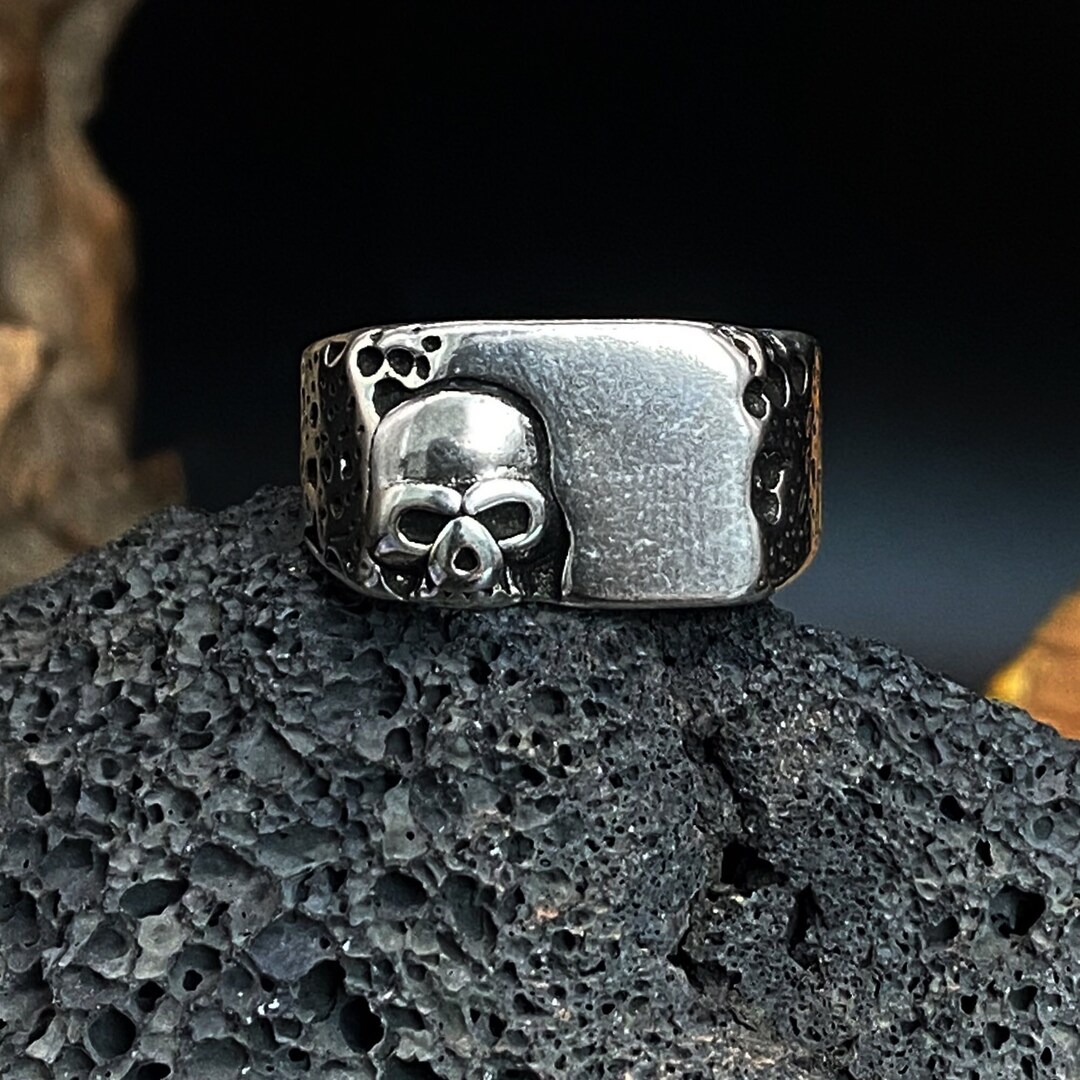 Jude Jewelers Stainless Steel Gothic Skull Ring - Vintage Biker Style, Hypoallergenic