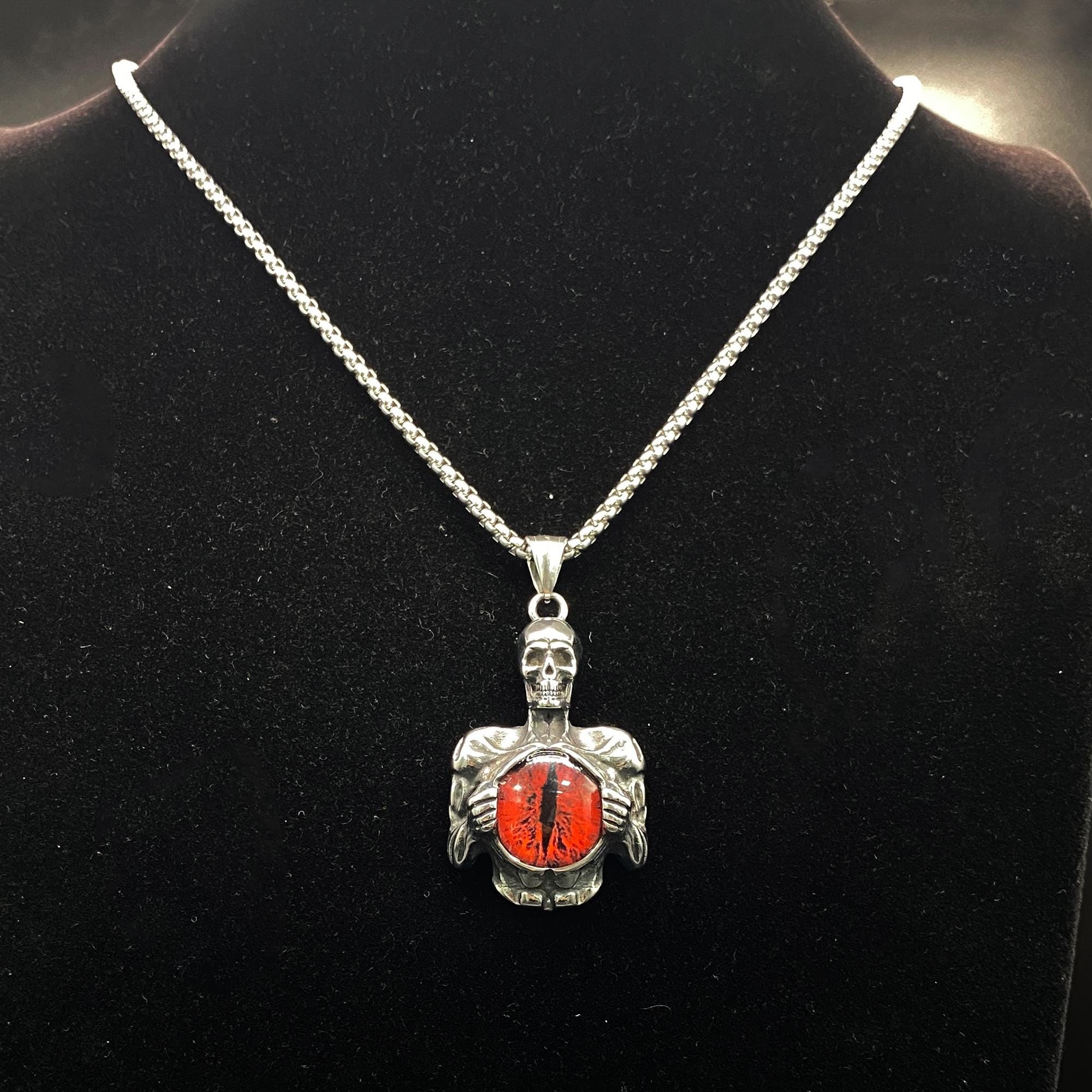 Collana Uomo Gotica Teschio Mietitore - Ciondolo Diavolo Morte Punk
