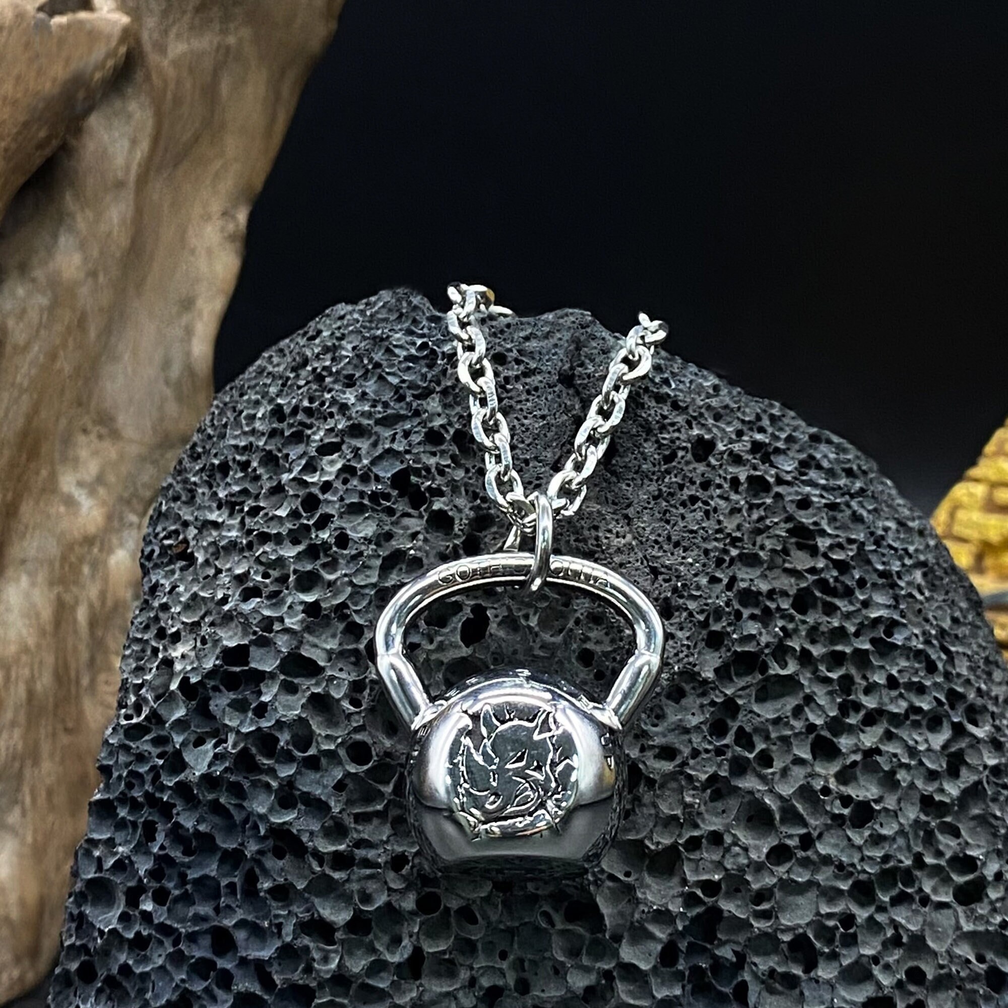 Kettlebell Pendant for Men and Women Fitness Necklace Rhinoceros Logo Stainless Steel Bike Band Hip Hop Cocktail Jewelry Etsy UK