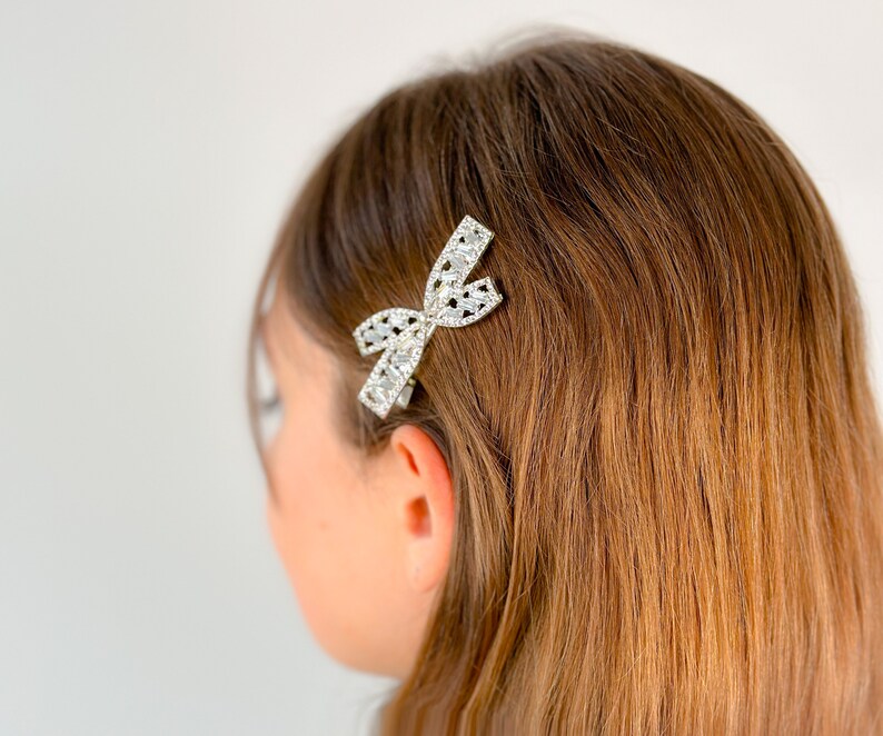 Cute Bow Hair Clip Set Sparkle Bow Hair Clip Crystal Luxury Etsy