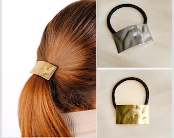Metal Hair Tie, Ponytail holders Set, Metallic Hair Cuff, Ponytail Cuff, Minimalist Hair Accessories, Cuff Hair Wrap, Elastic Hair Ties