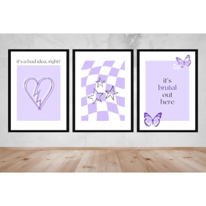 Olivia Rodrigo Inspired Set Of 3 A4 Digital Downloads, Olivia Rodrigo Livie Poster Gallery, Olivia Rodrigo Album Guts Sour Lyrics Wall Art