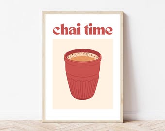 Chai Time Tea Cup Art Print: Indian Decor Poster