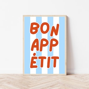 Bon Appetit Print, Modern Kitchen Art, French Quote Poster, Bon Appétit Poster, French Typography Print