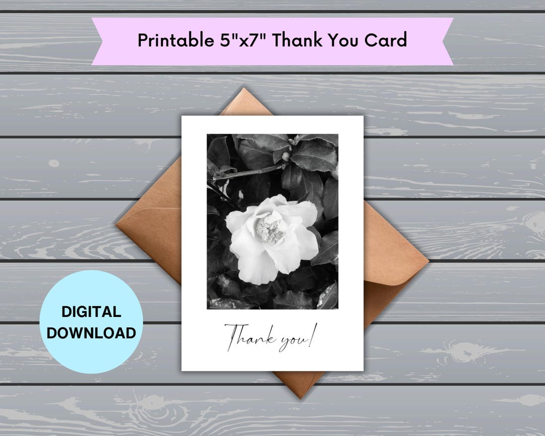 Thank You Card With a White Camellia - Etsy