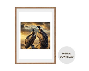 Majestätisch Geier Kunstdruck - Realistische Wildtier Illustration, Natur Wand Dekor