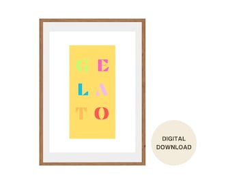 Yellow Word Wall Art: “Gelato” - Digital Download