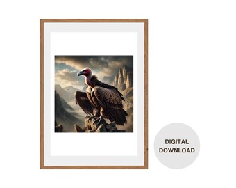 Regal Vulture Digital Art - Realistische Wildtier-Illustration, von der Natur inspiriertes Wanddekor