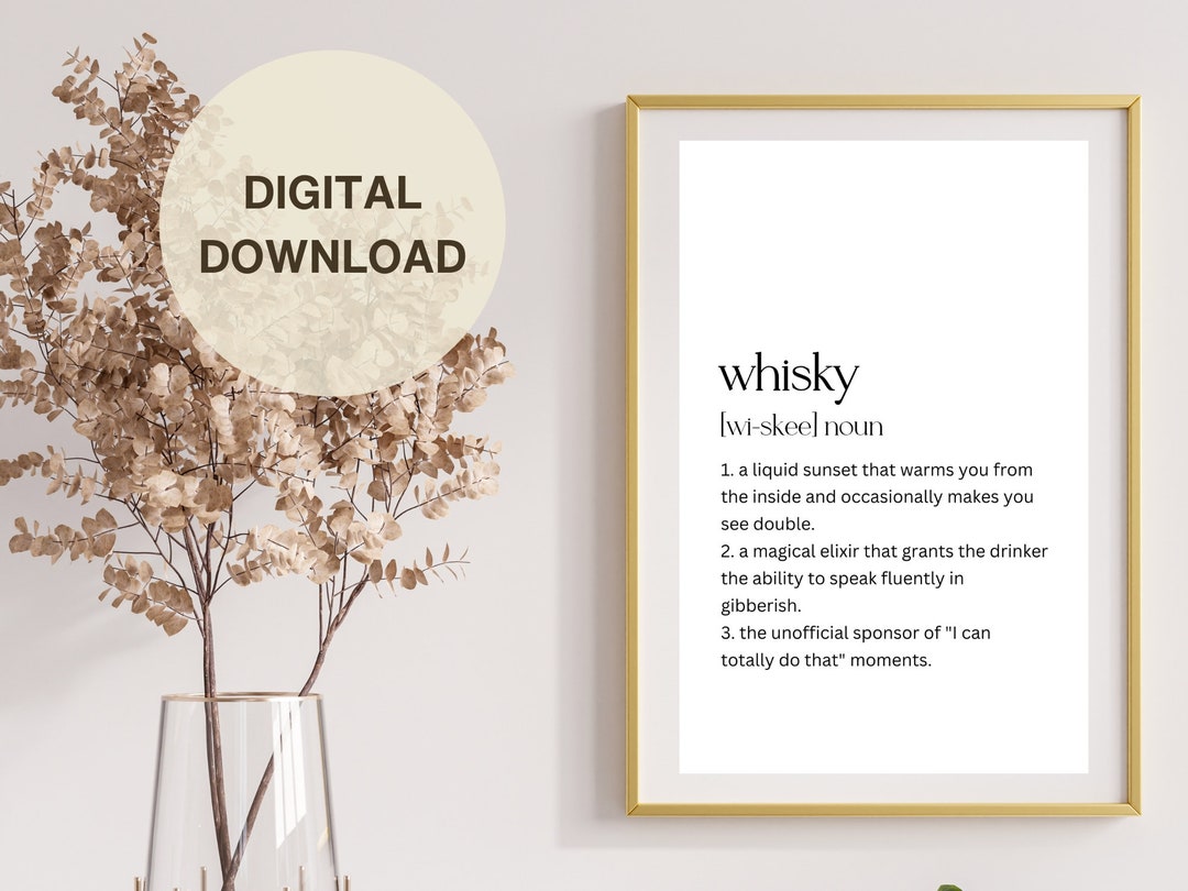 Whisky Definition Elixir Whimsy Humorous Wall Art Etsy