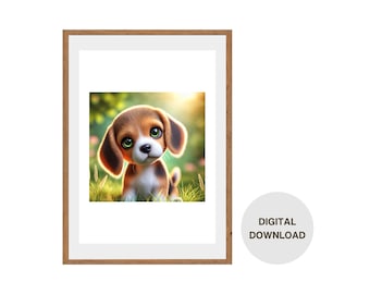 Bezaubernder Beagle Welpe Druck - Süße Hunde Kunst für das Home Décor