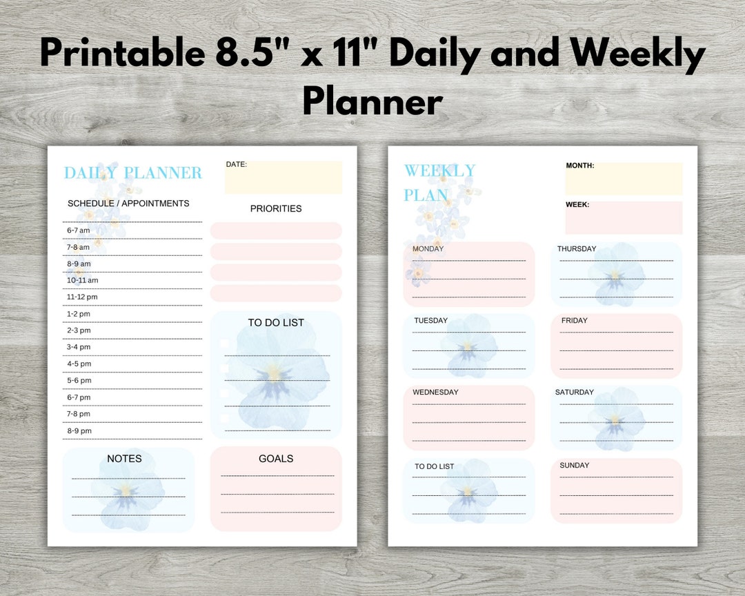 Digital Printable Daily and Weekly Planner Bundle With Flowers - Etsy