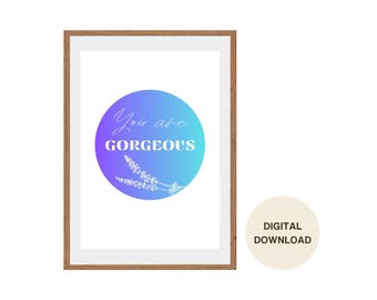 "Blue Rainbow Kunst Druck ""You are Wunderschöne"" - Digitaler Download."