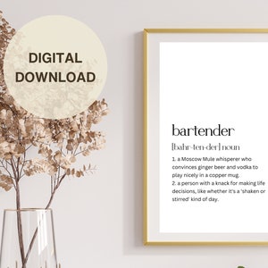 Barman definitie Bar Decor Humoristische Wall Art