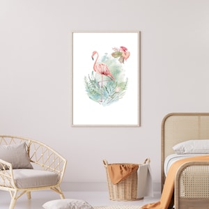 Pink Flamingo Paradise: Wall Art Print
