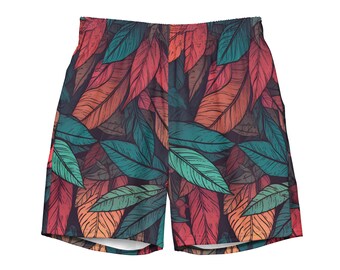 Leafy Men’s Swim Trunks | Swim Shorts | BoardShorts | Anti-Chafe Inner Liner | Multiple Pocket | Sizes | Size Small to 6XL