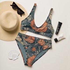 Retro Floral High-Waist Bikini Set | Gepolstert Doppellagig | Bequem | Unterstützendes Design | Betont Kurven | Größen S bis 3XL