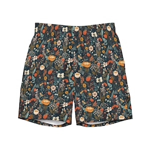 Donkergroene bloemen zwembroek voor heren | | Zwembroek | BoardShorts | Anti-Schuur Binnenvoering | Meerdere zakken | Maten | Maat Small tot 6XL