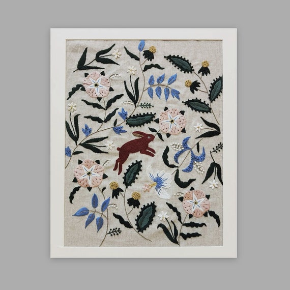 Flower Embroidery Kit: Beginner Needlecraft, Modern Wall Art