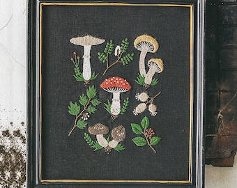 Mushroom Embroidery DIY Kit: Beginner Needlecraft Pattern