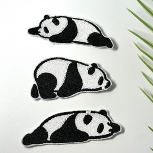 Panda broderad lapp, 3 söta panda strykmärken, kawaii djurapplikation för jacka, ryggsäck, hatt, present till pandaälskare